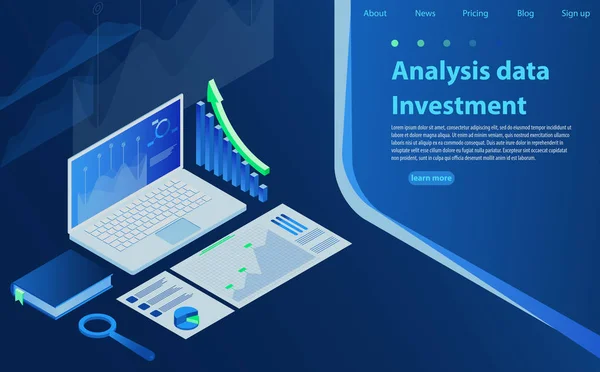 Análise Gráfico Financeiro Gráfico de Negócios Financeiros. Conceito de análise de dados, busca de informações, otimização de mecanismos de busca —  Vetores de Stock