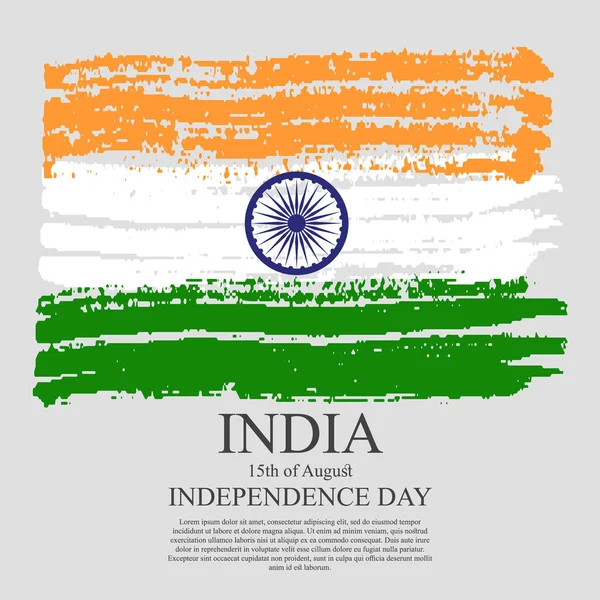 Indická vlajka Tříbarevná podle grunge design s květinový rámeček dekorativní pozadí. — Stockový vektor