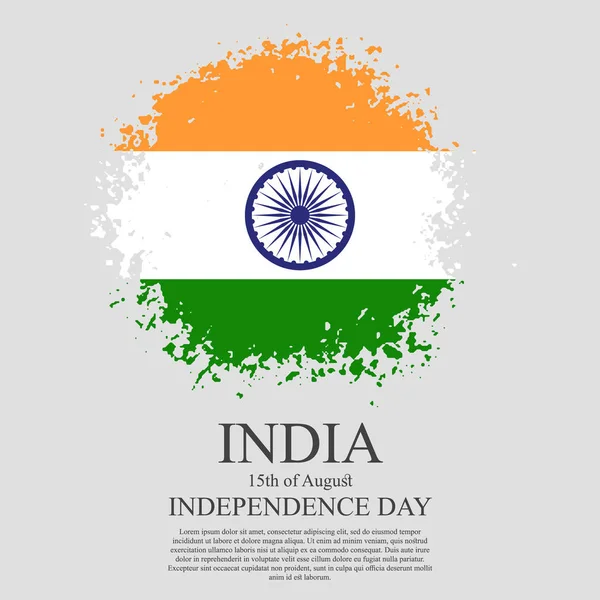 Drapeau indien tri-couleur à base de conception grunge avec cadre floral fond décoratif . — Image vectorielle
