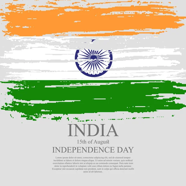 Bandera india tri-color basado en diseño grunge con marco floral fondo decorativo . — Archivo Imágenes Vectoriales