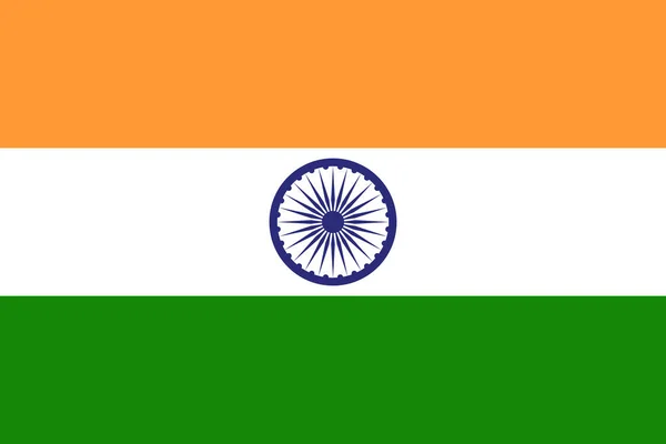 Bandera de la India, colores oficiales y proporción correcta. Bandera nacional de India. Ilustración vectorial . — Archivo Imágenes Vectoriales