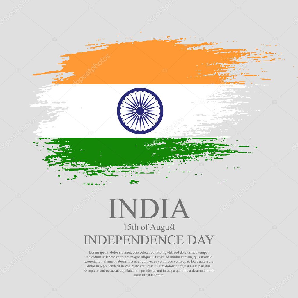 Indian flag tri-color based grunge design with floral frame decorative background. 