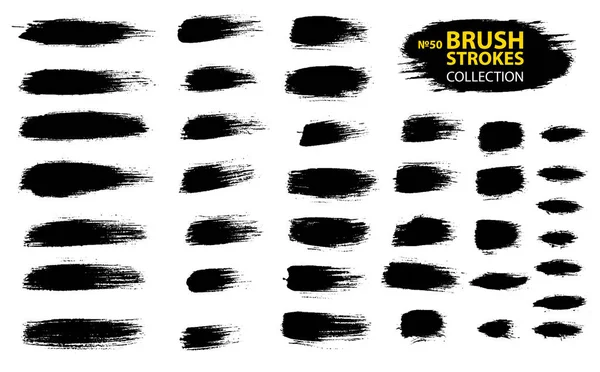 Ensemble Bandes Grunge Peintes Étiquettes Noires Fond Texture Peinture Coups — Image vectorielle