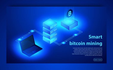 Cryptocurrency ve Blockchain kavramı. Çiftlik için araştırma bitcoins. Dijital para piyasası, yatırım, finans ve ticaret.