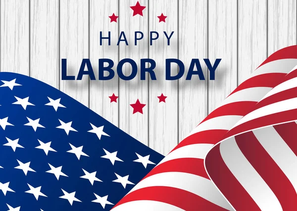 Amerika Birleşik Devletleri ulusal bayrak fırça konturu arka plan ile mutlu İşçi Bayramı Tatil afiş