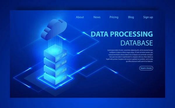 Conceito de grande centro de processamento de dados, banco de dados em nuvem, estação de energia do servidor do futuro . —  Vetores de Stock