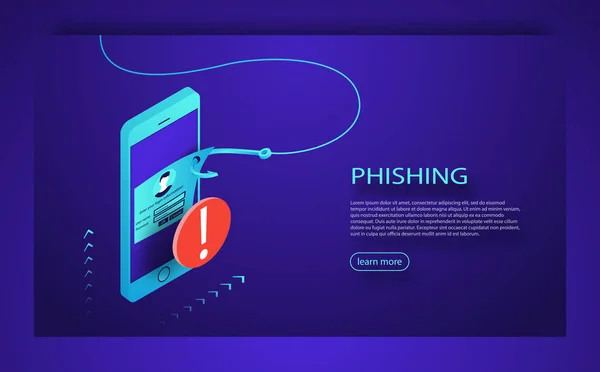 Internet-Phishing, gehackte Anmeldung und Passwort. Phishing-Betrug, Hackerangriff und Web-Sicherheitskonzept. — Stockvektor