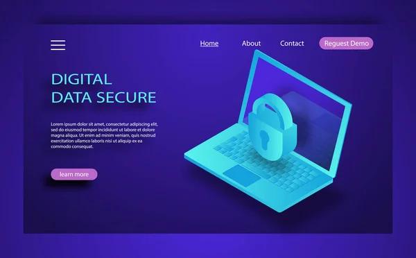 Isometrische veiligheidsconcept Internet. Verkeer encryptie, Vpn, Privacy bescherming Antivirus hack. platte 3d isometrisch — Stockvector