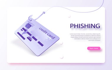Kredi kartı balıkçılık kanca aldatmaca ve kimlik avı kavramı. Kredi kartı numaranızı veya kişisel bilgi kesmek