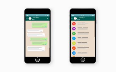 Sohbet ve mesajlaşma. Sms mesajları gönderme. Vektör modern sohbet penceresi. 