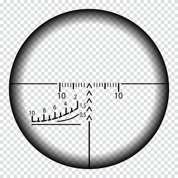 Реалістичний снайперський приціл з мірками. Шаблон сфери снайпера ізольовано на прозорому фоні . — стоковий вектор
