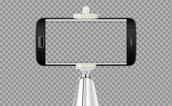 Selfie tyč s mobile nebo mobilní telefon s průhledným pozadím — Stockový vektor