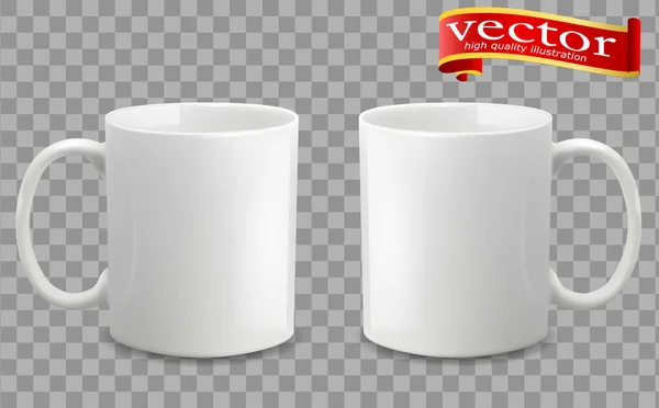 Plantilla cerámica limpia taza blanca con un efecto mate, sin el resplandor brillante . — Vector de stock