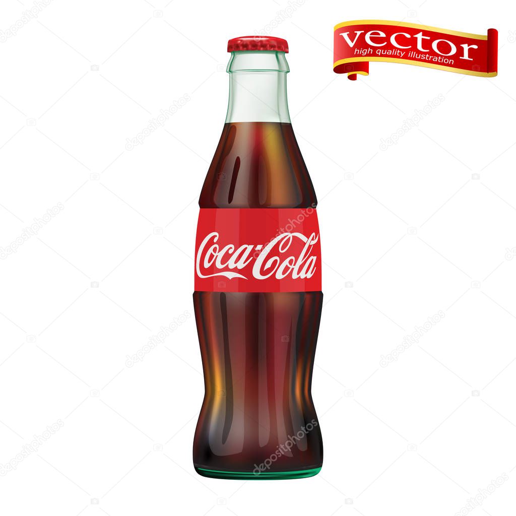 St. Petersburg, Russia, September 30, 2018. Illustration of bottle of Coca-Cola. Editorial use only. Vector illustration of most famous carbonated beverage.