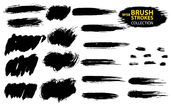 Large set different grunge brush strokes. Dirty artistic design elements isolated on white background. — Stock Vector