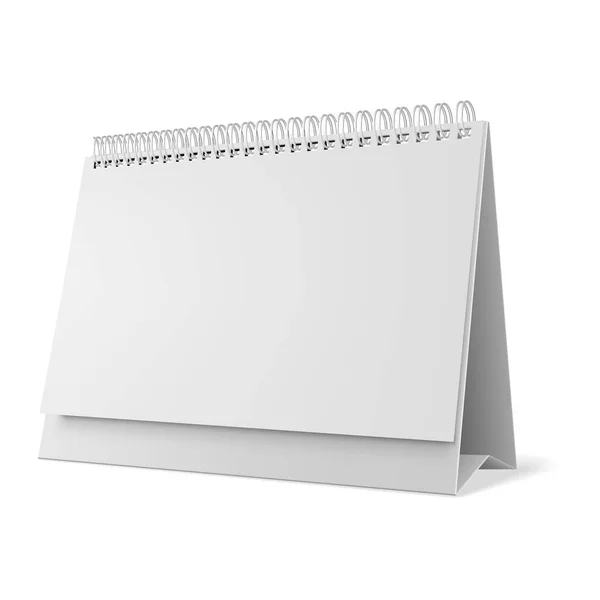 Blank desk calendar 3d mockup vector illustration. Horizontal realistic paper calendar blank — Stock Vector