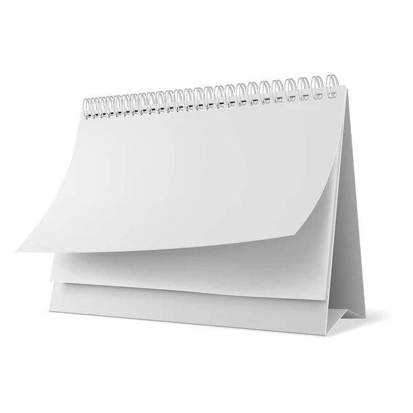 Calendario de escritorio en blanco ilustración vectorial maqueta 3d. Horizontal realista papel calendario en blanco — Archivo Imágenes Vectoriales