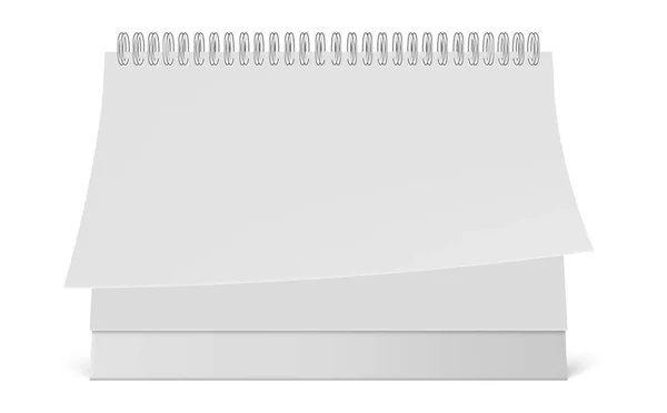 Blank desk calendar 3d mockup vector illustration. Horizontal realistic paper calendar blank — Stock Vector