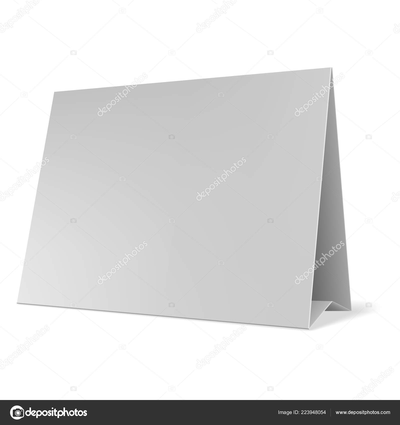 Blank paper table cards vector. Blank Table Tent isolated on grey Pertaining To Blank Tent Card Template