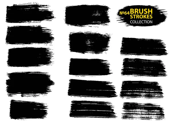 검정 잉크 벡터 브러시 스트로크와 블랙은 페인트 브러시 컬렉션 고립. 브러쉬 선 절연 — 스톡 벡터