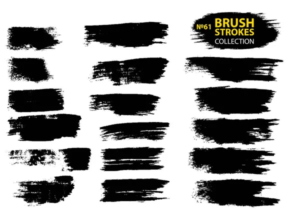 Siyah mürekkep vektör fırça darbeleri. Siyah izole fırça koleksiyonu. İzole fırça darbeleri — Stok Vektör