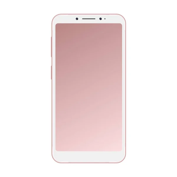 Smartphone rose réaliste isolé sur fond blanc. Téléphone intelligent sans cadre vectoriel rose, téléphone cellulaire isolé sur fond blanc — Image vectorielle