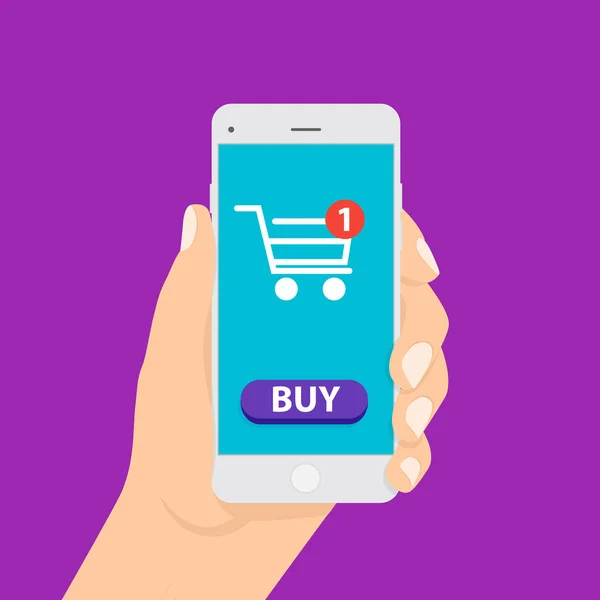 Shopping online business concettuale stile piatto. Concetto di mobile marketing e e-commerce . — Vettoriale Stock