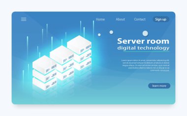Bulut veri merkezi, sunucu Oda simgesi, bilgi isteği işleme, bilgisayar teknolojileri