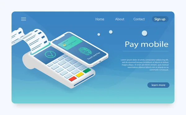 Klient płacąc z technologią Nfc. mobilne płatności, koncepcja zakupy online — Wektor stockowy