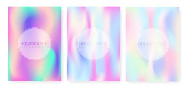 Holografik arka plan pastel neon renk tasarımı. Holografik vektör arka plan. Yanardöner folyo. Sorun Hologram.