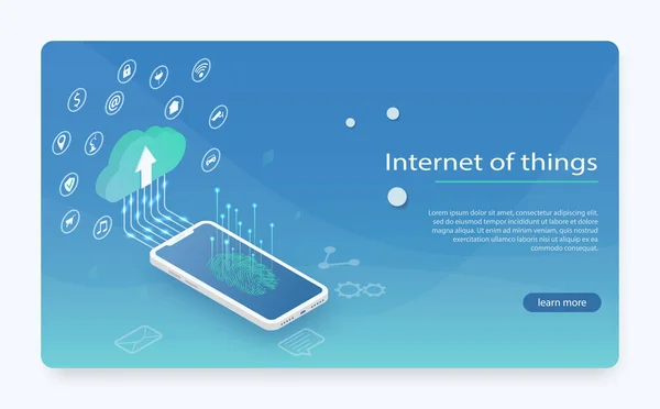 Internet der Dinge (iot), Geräte und Konnektivitätskonzepte im Netzwerk, Cloud im Zentrum. — Stockvektor