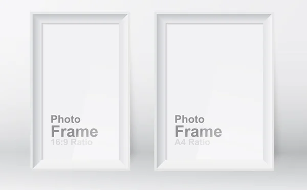 Realistic picture frame isolated on white background. 3D picture frame design vector for A4 and 16:9 ratio — Stock Vector