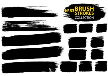 Büyük farklı grunge fırça darbeleri ayarlayın. Siyah mürekkep vektör fırça darbeleri.