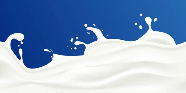 Leche salpicadura vector ilustración sobre un fondo azul . — Archivo Imágenes Vectoriales