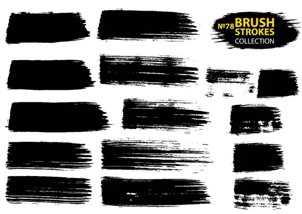 Large set different grunge brush strokes. Black ink vector brush strokes. — Stock Vector