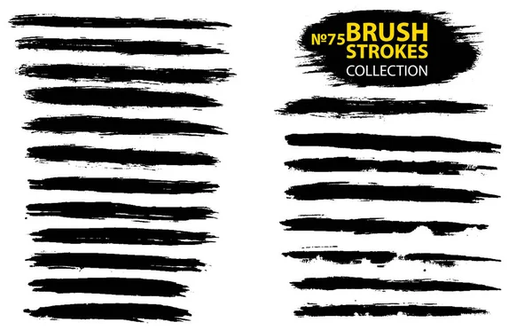 Large set different grunge brush strokes. Black ink vector brush strokes. — Stock Vector