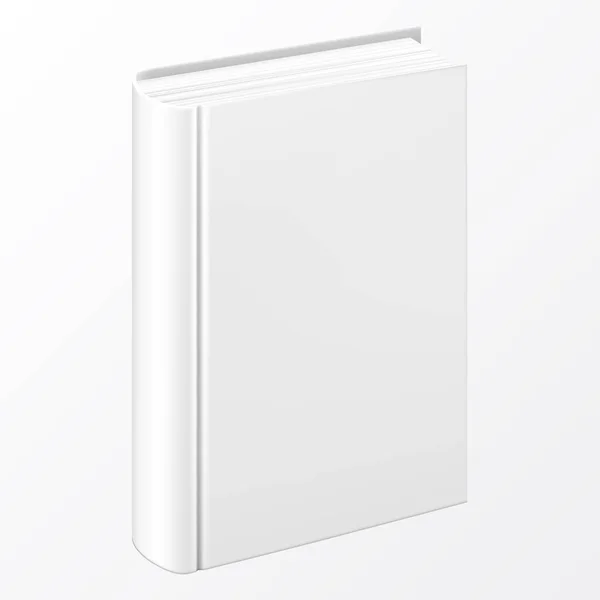 Realistické bílá kniha s prázdný obal. Vysmívat se otočený knihy. — Stockový vektor