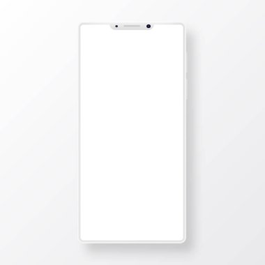 Boş ekran beyaz arka plan üzerinde izole ile temiz smartphone.