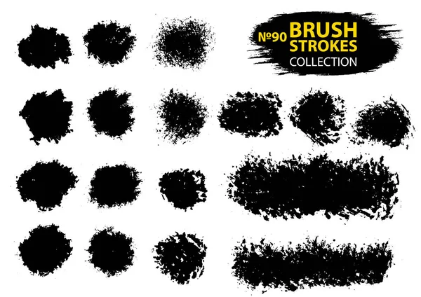 Beyaz arka plan üzerinde izole kirli sanatsal tasarım öğeleri. Siyah mürekkep vektör fırça darbeleri.