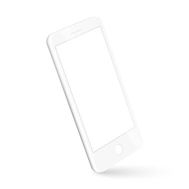 Beyaz arka plan üzerinde izole gerçekçi beyaz smartphone. 3D gerçekçi şablon smartphone / beyaz.