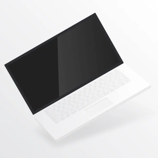 White open laptop with blank screen isolated on white background. Computer notebook with empty screen. — Stock Vector