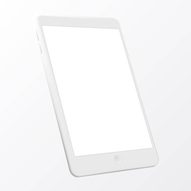 Boş ekran beyaz arka plan üzerinde izole gerçekçi tablet pc bilgisayar. Tablet vektör mockup beyaz üzerinde.