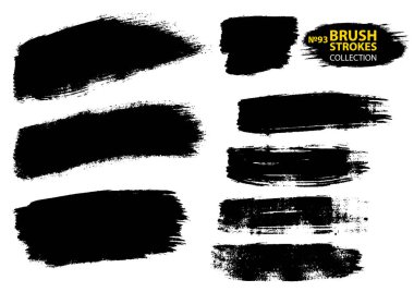 Beyaz arka plan üzerinde izole kirli sanatsal tasarım öğeleri. Siyah mürekkep vektör fırça darbeleri.