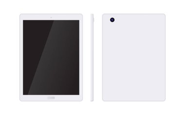 Boş ekran beyaz arka plan üzerinde izole gerçekçi tablet pc bilgisayar. Tablet vektör mockup beyaz üzerinde. 