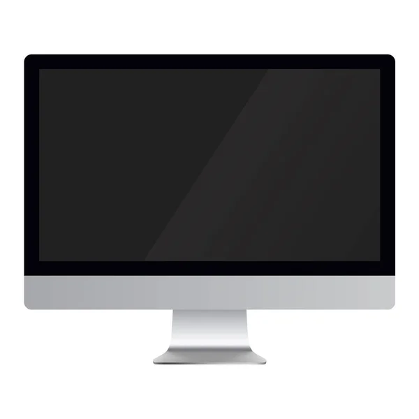 Exibição de computador realista isolado no fundo branco. Exibição de computador com tela preta em branco . — Vetor de Stock