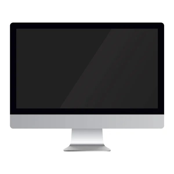 Pantalla de computadora realista aislada sobre fondo blanco. Pantalla de ordenador con pantalla negra en blanco . — Vector de stock