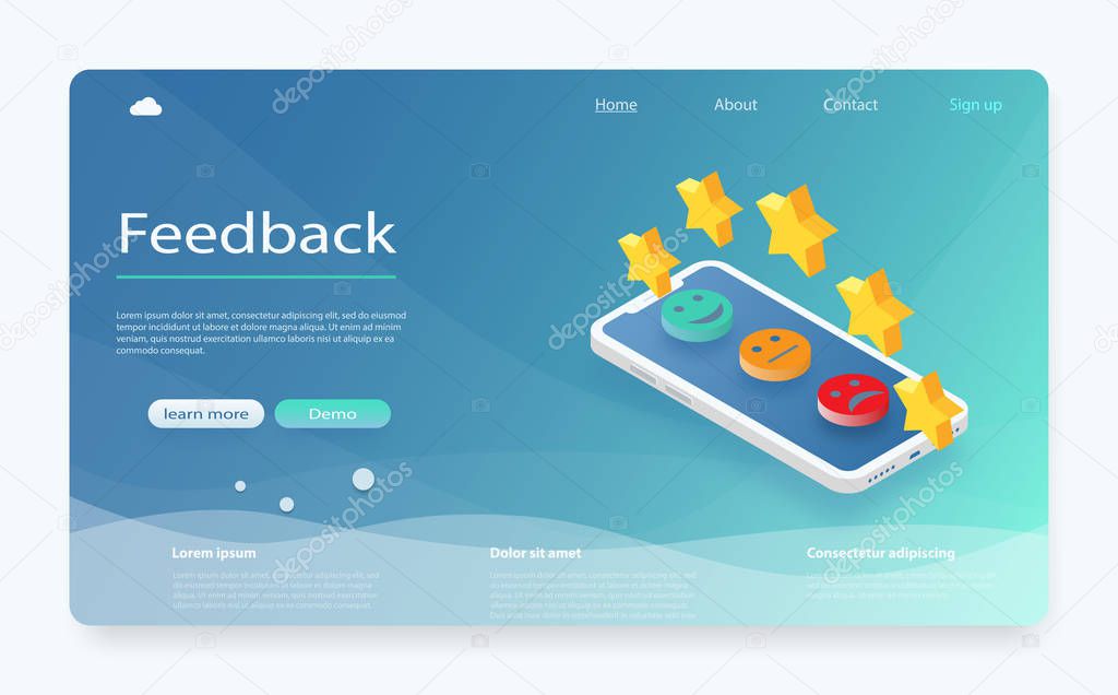 Customer review concept. Feedback, reputation and quality concept. Feedback or rating concept banner. 