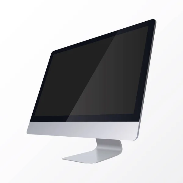 Affichage réaliste de l'ordinateur isolé sur fond blanc. Écran d'ordinateur avec écran noir vierge . — Image vectorielle