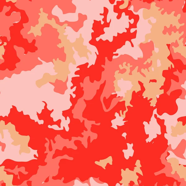 Kamouflage mönster bakgrund sömlös vektorillustration. Levande korall färg camo mönster — Stock vektor