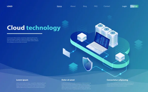 Servicio digital o aplicación con transferencia de datos. Negocio de tecnología de nube web. Servicios de datos de Internet. Almacenamiento de datos en nube. Red de usuarios de tecnología de computación en nube . — Vector de stock